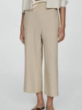 Linen blend cropped pants from Mango